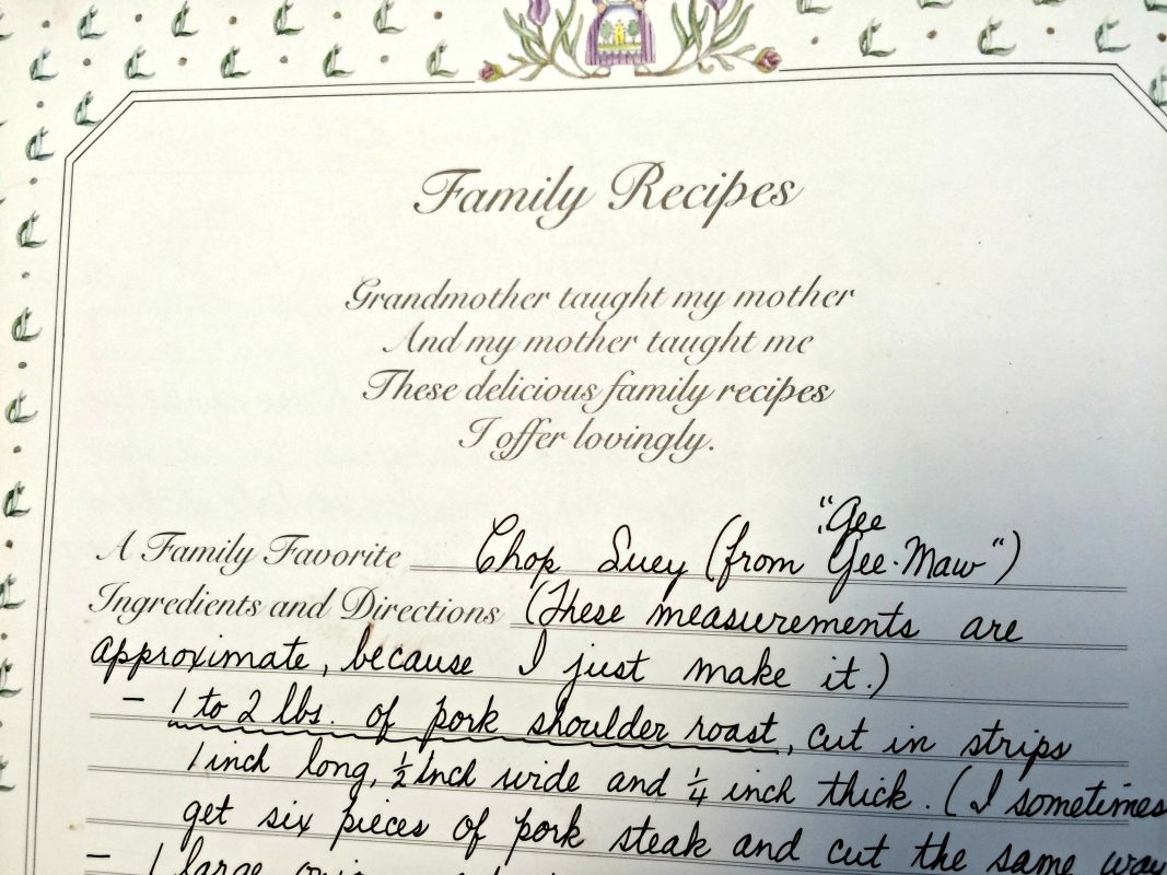 Recipe in my grandmother's handwriting.